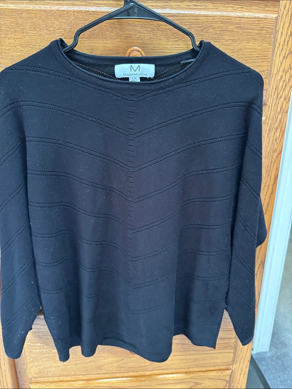 Magaschoni Black Crewneck Knit Sweater